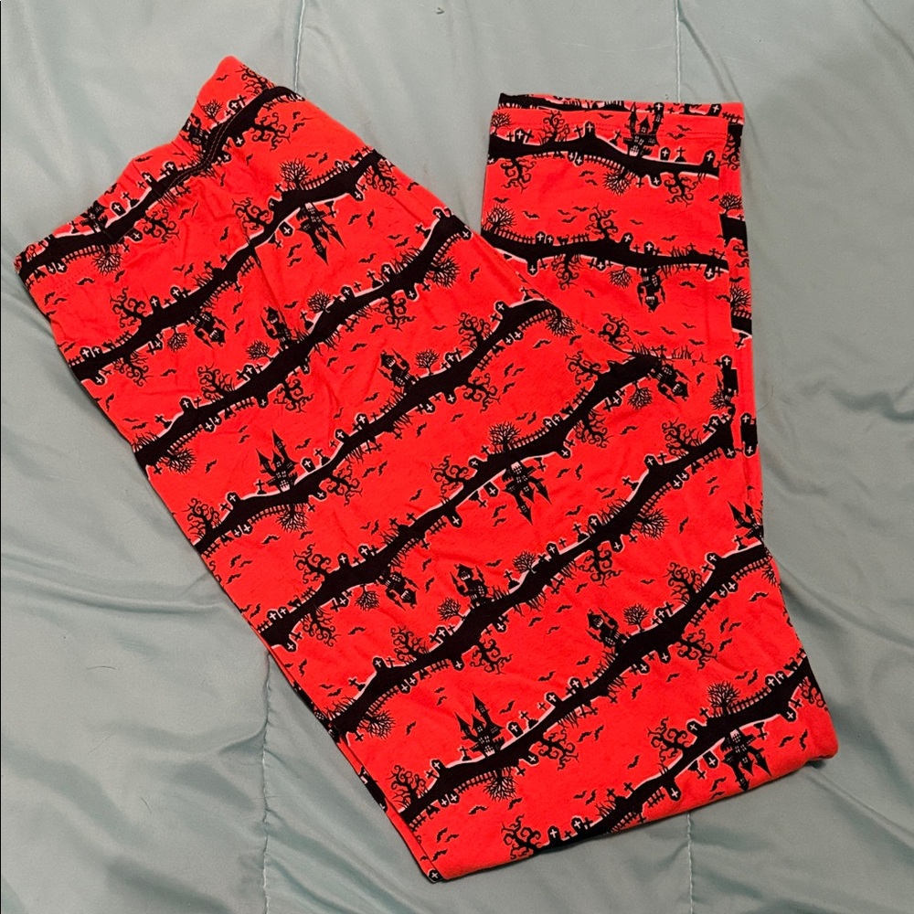 Orange and Black Halloween Themed Leggings